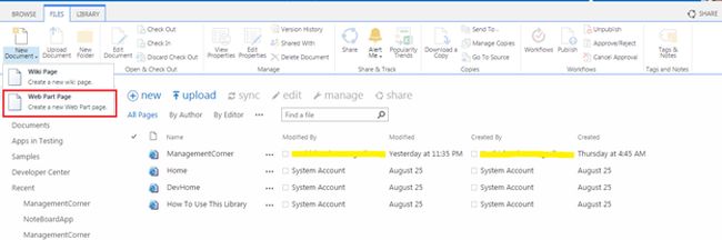 new document in share point